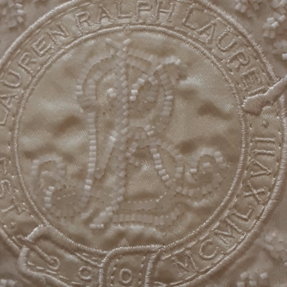 Lauren Ralph Lauren, Cotton, Embellished and Embroidered, Cream LS Tee, Large - Picture 8 of 12